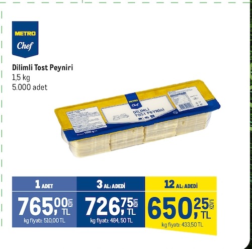 Metro Chef Dilimli Tost Peyniri