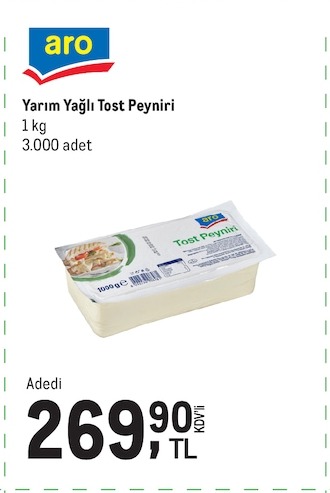 Aro Yarım Yağlı Tost Peyniri 1Kg