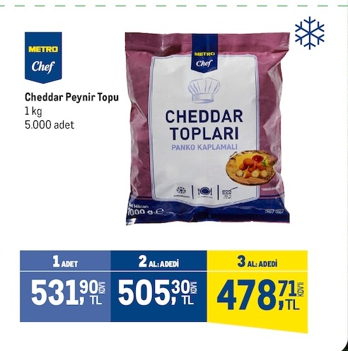 Metro Chef Cheddar Peynir Topu 1 Kg
