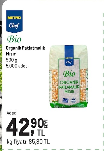 Metro Chef Bio Organik Patlatmalık Mısır 500G