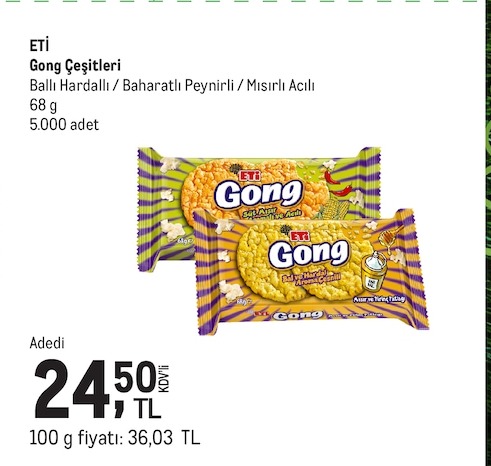 Eti Gong Çeşitleri Ballı Hardallı Baharatlı Peynirli Mısırlı Acı 68G