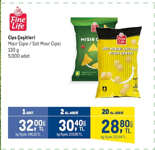 Fine Life Mısır Cipsi / Süt Mısır Cipsi 130G