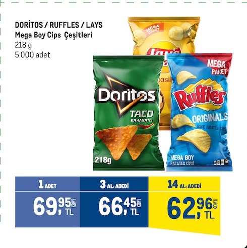 Doritos / Ruffles / Lays Mega Boy Cips Çeşitleri 218G