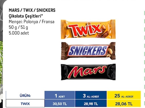 Mars Twix Snickers Çikolata 50G / 51G