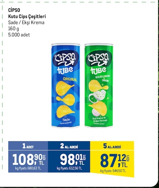 Cipso Kutu Cips Çeşitleri 160G