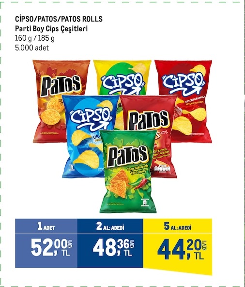 Cipso/Patos/Patos Rolls Parti Boy Cips Çeşitleri 160G / 185G