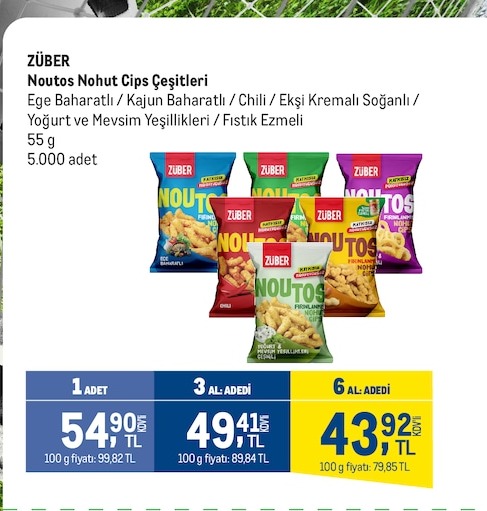 Züber Noutos Nohut Cips Çeşitleri 55G