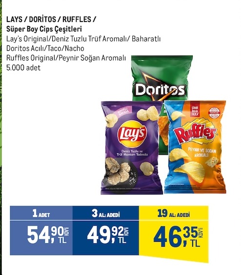 Lays / Doritos / Ruffles Süper Boy Cips Çeşitleri