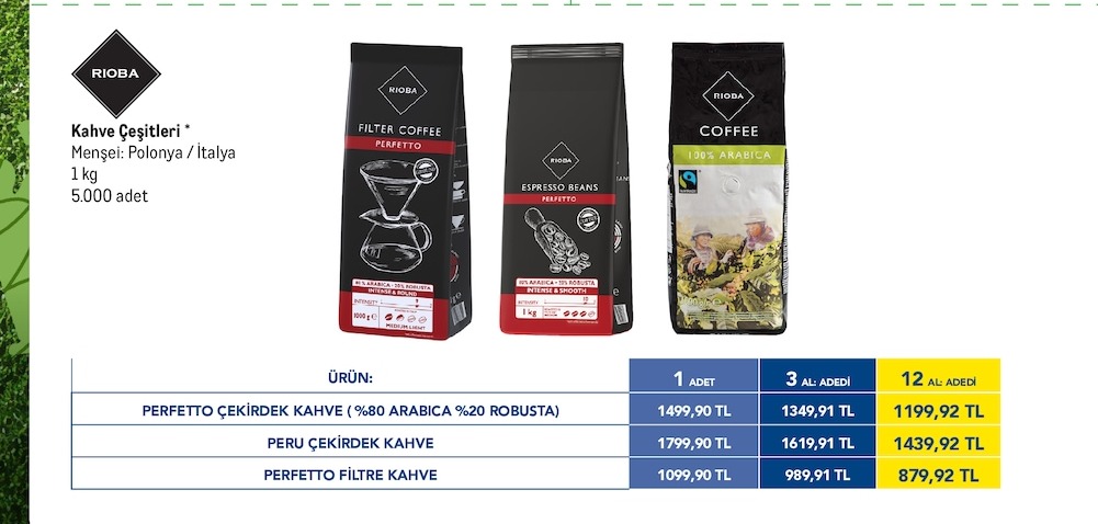 Rioba Perfetto Çekirdek Kahve (%80 Arabica %20 Robusta) 1Kg