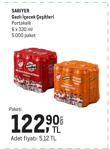 Sariyer Gazlı İçeceği Portakalalı 6 X 330 Ml