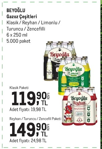 Beyoğlu Gazoz Çeşitleri 6 X 250 Ml