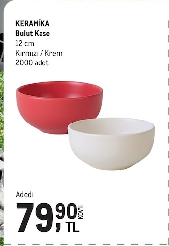 Keramika Bulut Kase 12 Cm Kırmızı/Krem 2000 Adet