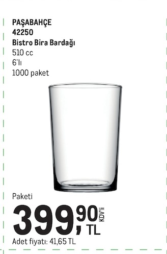 Paşabahçe 42250 Bistro Bira Bardağı 510Cc 6'Lı