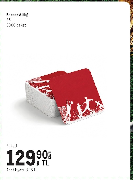 Bardak Altlığı 25'Li 3000 Paket