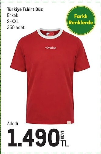 Turkiye Tshirt Duz Erkek S-Xxl 350 Adet