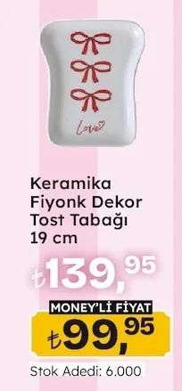 Keramika Fiyonk Dekor Tost Tabağı 19 Cm