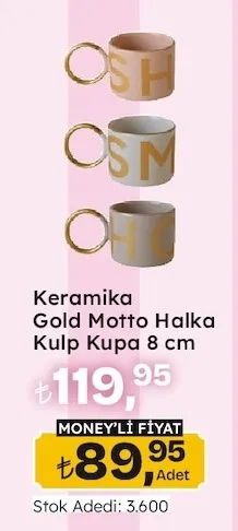 Keramika Gold Motto Halka Kulp Kupa 8 Cm