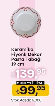 Keramika Fiyonk Dekor Pasta Tabağı 19 Cm
