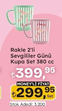 Rakle 2'Li Sevgililer Günü Kupa Set 380 Cc