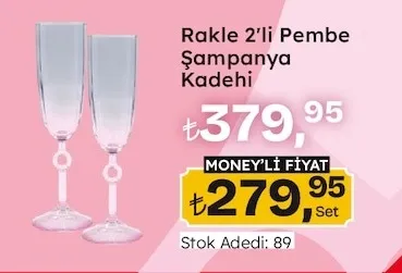 Rakle 2'Li Pembe Şampanya Kadehi