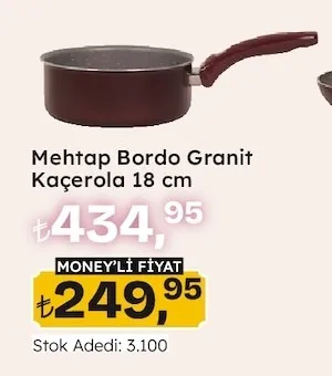 Mehtap Bordo Granit Kaçerola 18 Cm