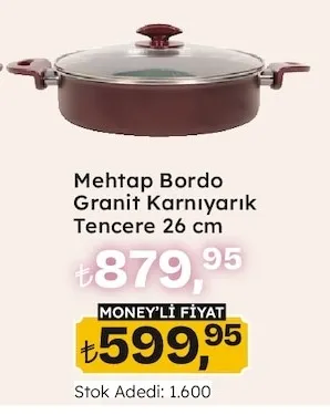 Mehtap Bordo Granit Karnıyarık Tencere 26 Cm