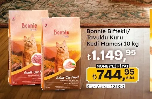 Bonnie Bifttekli/Tavuklu Kuru Kedi Maması 10 Kg
