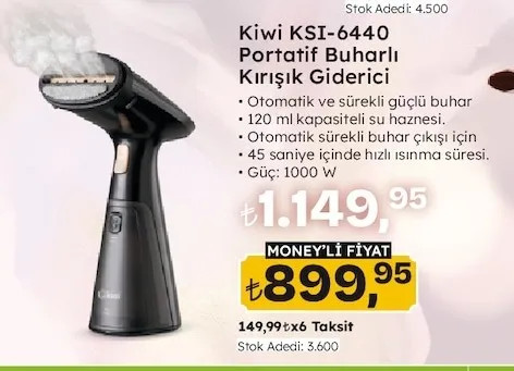 Kiwi Ksi-6440 Portatif Buharlı Kırışık Giderici