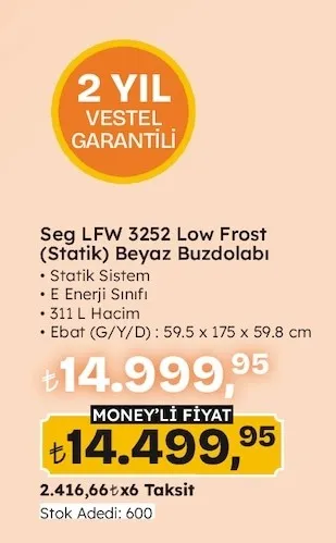 Seg Lfw 3252 Low Frost (Statik) Beyaz Buzdolabı