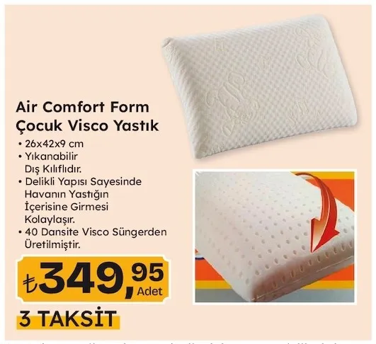 Air Comfort Form Çocuk Visco Yastık 26X42X9 Cm