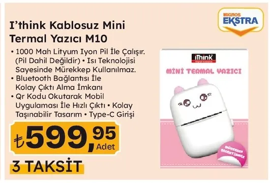 I'Think Kablosuz Mini Termal Yazıcı M10