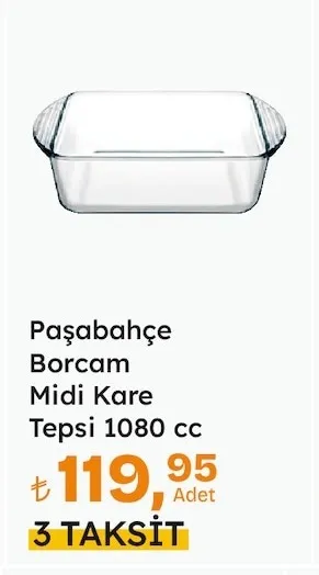 Paşabahçe Borcam Midi Kare Tepsi 1080 Cc