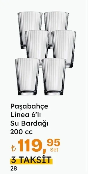Paşabahçe Linea 6'Lı Su Bardağı 200 Cc