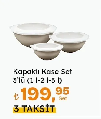 Kapaklı Kase Set 3'Lü (1 L-2 L-3 L)