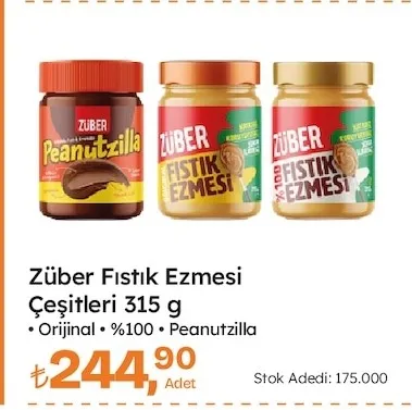 Züber Fıstık Ezmesi Çeşitleri 315 G