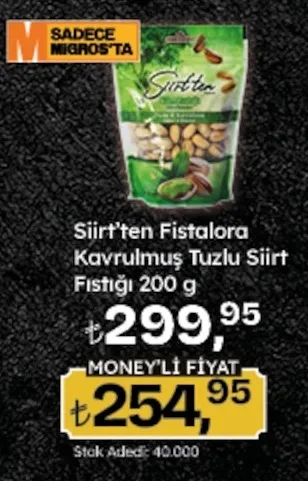 Siirt'Ten Fistalora Kavrulmuş Tuzlu Siirt Fıstığı 200 G