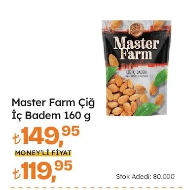Master Farm Çiğ İç Badem 160 G