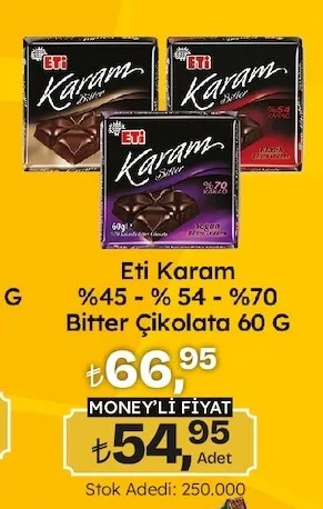 Eti Karam %45 - % 54 - %70 Bitter Çikolata 60 G