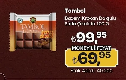 Tambol Badem Krokan Dolgulu Sütlü Çikolata 100 G