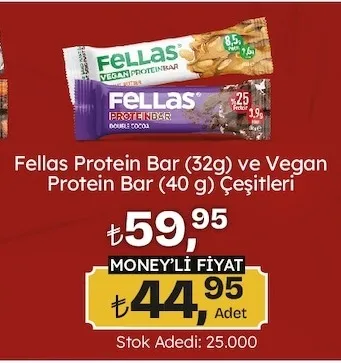 Fellas Protein Bar (32G) Ve Vegan Protein Bar (40 G) Çeşitleri