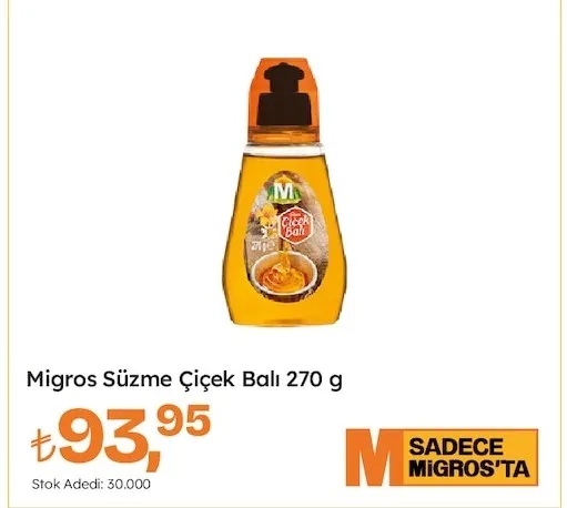 Migros Süzme Çiçek Balı 270 G