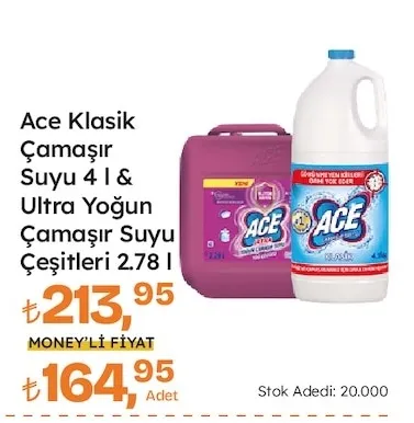 Ace Klasik Çamaşır Suyu 4 L & Ultra Yoğun Çamaşır Suyu Çeşitleri 2.78 L