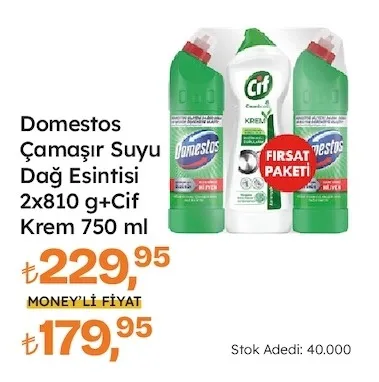 Domestos Çamaşır Suyu Dağ Esintisi 2X810 G+Cif Krem 750 Ml