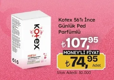 Kotex 56'Lı İnce Günlük Ped Parfümlü