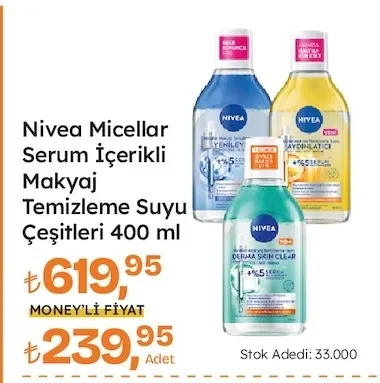 Nivea Micellar Serum İçerikli Makyaj Temizleme Suyu Çeşitleri 400 Ml