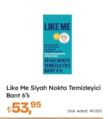Like Me Siyah Nokta Temizleyici Bant 6'Lı