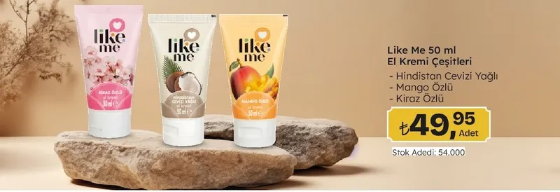 Like Me 50 Ml El Kremi Çeşitleri - Hindistan Cevizi Yağlı - Mango Özlü - Kiraz Özlü