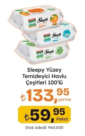 Sleepy Yüzey Temizleyici Havlu Çeşitleri 100'Lü