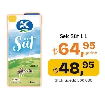 Sek Süt 1 L