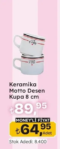 Keramika Motto Desen Kupa 8 Cm